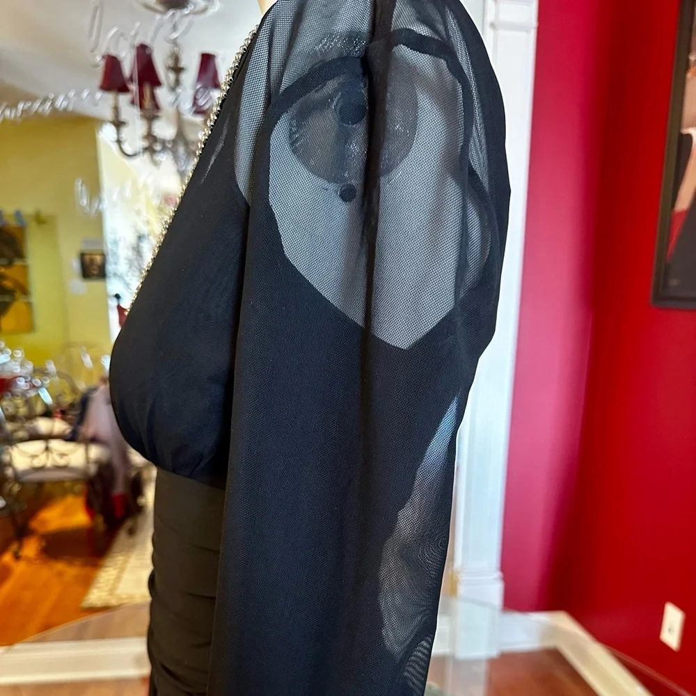 BEBE LONG SLEEVE BLACK TOP - Picture 4 of 6